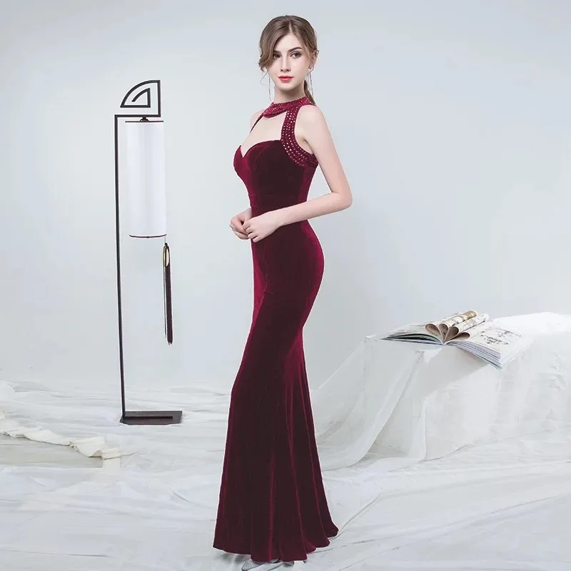 Burgundy Mermaid Long Velvet Prom Dress, Sexy Prom Dress 2019 Burgundy Mermaid Long Velvet Prom Dress, Sexy Prom Dress 2019