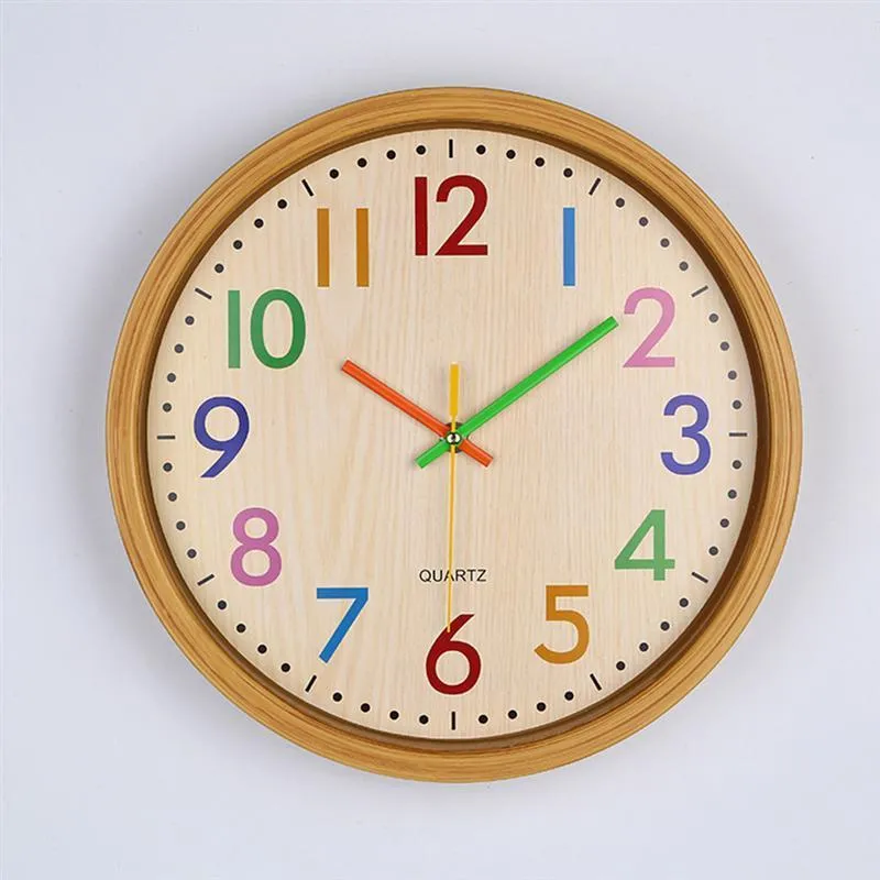 12 pouces silencieux coloré numéro enfants horloge murale grande décorative non tic-tac horloge murale style vintage à piles salon décor à la maison