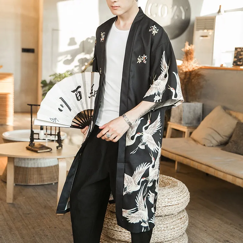 Kimono giapponese uomo abbigliamento haori yukata uomo kimono giapponese abbigliamento tradizionale streetwear harajuku DD001