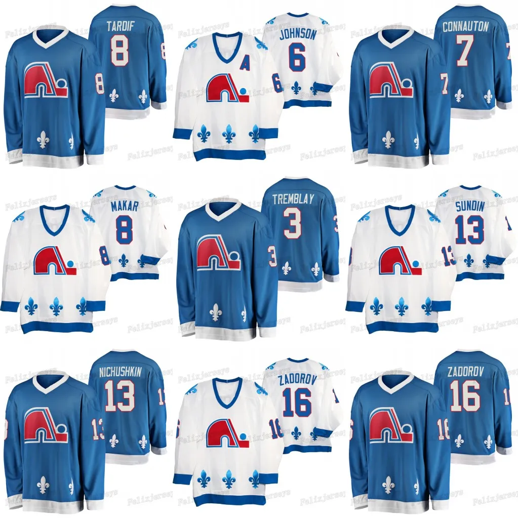 Quebec Nordiques Heritage J. C. Tremblay Nikita Zadorov Goulet Mats Sundin Michel Goulet Cale Makar Kevin Connauton Arik Johnson 저지