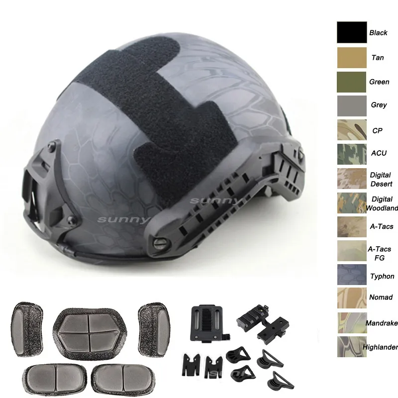 MH Snelle Tactische Helm Outdoor Airsoft Schieten Hoofd Bescherming Verstelbare Hoofd Vergrendeling Riem Ophangsysteem NO01-009265f