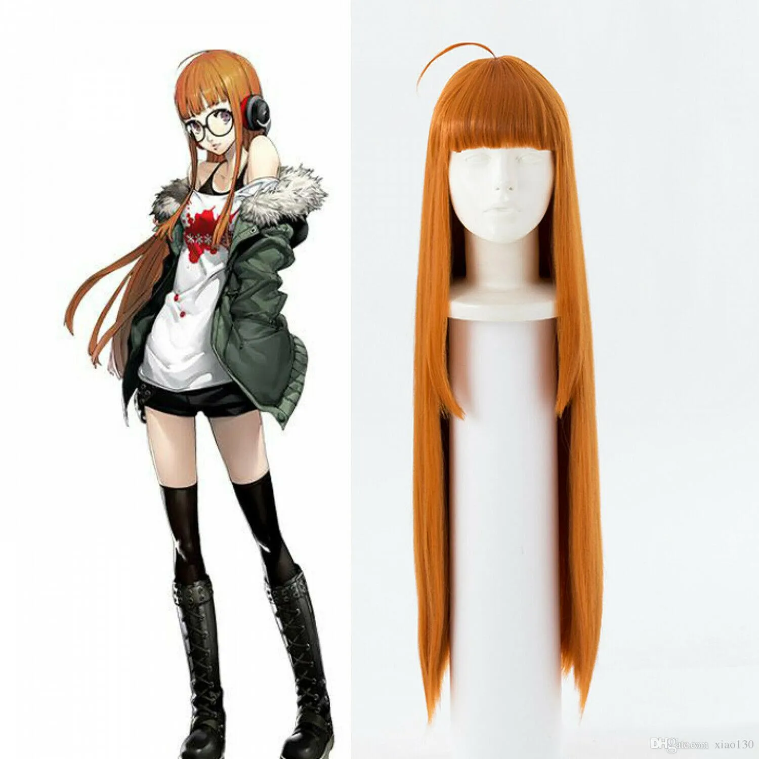 Persona 5 Futaba Sakura Japón Anime Cosplay Peluca Larga Recta TRAJE Peluca