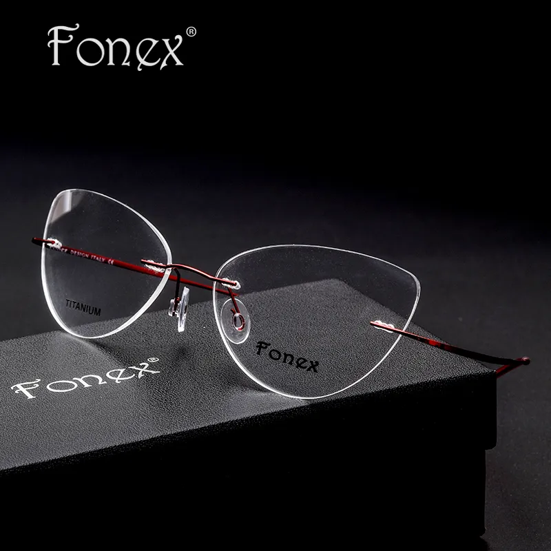 Rimless cat eye glasses clearance