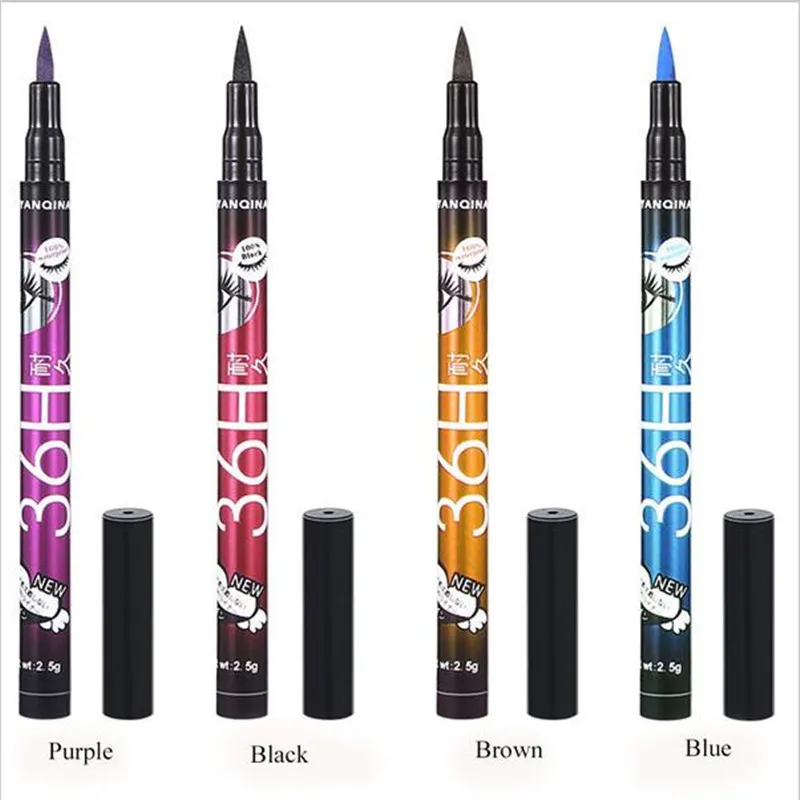 Schoonheid Waterproof Langdurige Eyeliner 4 kleuren Vloeibare eyeliner Pen Potlood Oogmake-up Cosmetisch hulpmiddel Delineador De Ojos Resistente Al Agua De Larga Duracion