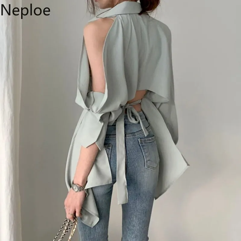 Neploe المرأة بلوزة جديد سيدة الجوف خارج رفض طوق أزياء القمصان blusa قبالة الكتف الربيع الصيف 2020 القمم الصلبة 1A822