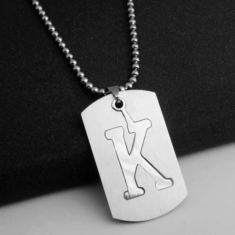 stainless steel English alphabet -K name sign pendant necklace initial letter symbol detachable letter double layer text necklace jewelry