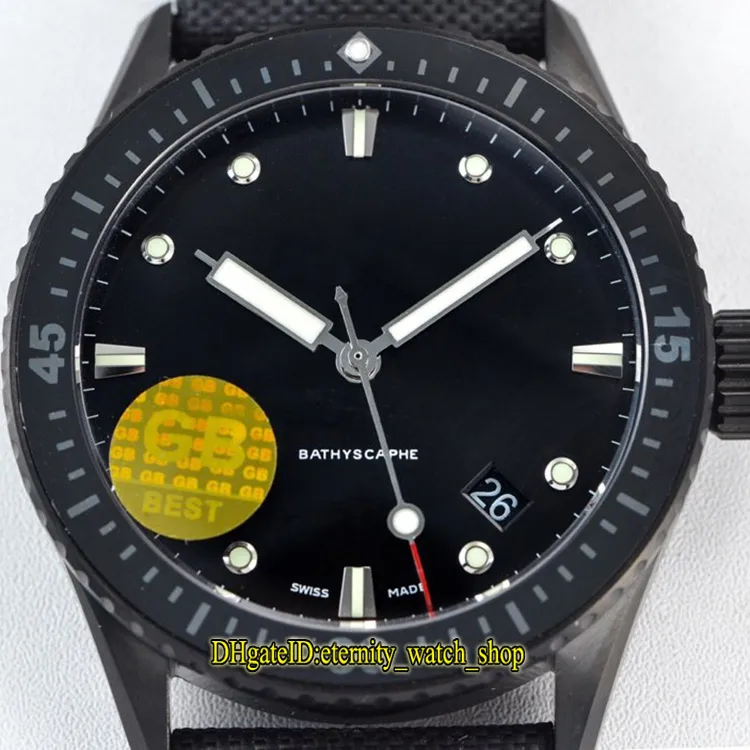GB Лучшая версия Пятьдесят Сажени 50 батискафа 5000-0130-B52A Черный циферблат Cal.1315 Автоматические 28800 Vph Мужские часы PVD Black Case Luxury Watches