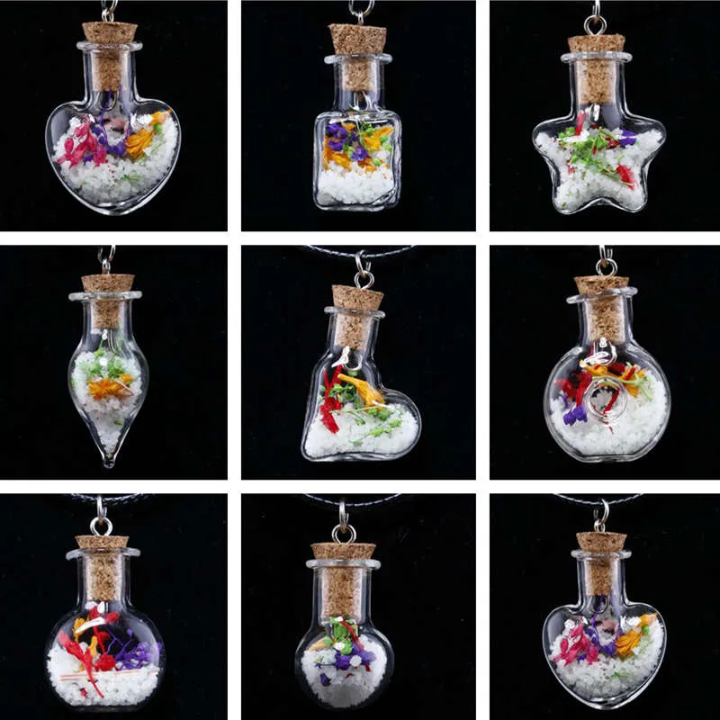 Hot Handmade Suszone Kwiat Fluorescencyjny Dryf Butelka Naszyjnik DJN118 Mix Order Naszyjniki Wisiorek Biżuteria