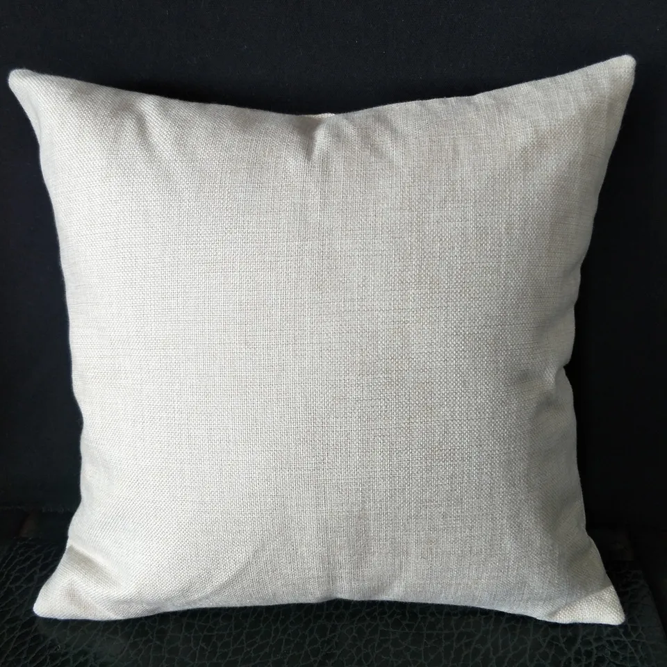 10pcs 18in square natural gray poly linen throw pillow cover for sublimation poly faux linen cushion cover for DIY heat press print in stock