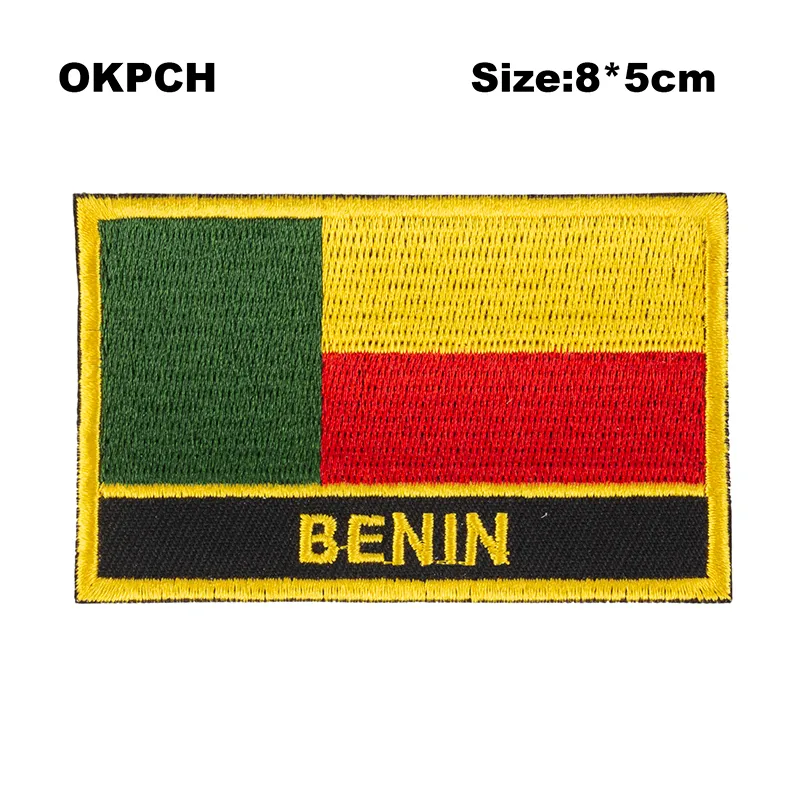 Kostenloser Versand 8*5 cm Benin Form Mexiko Flagge Stickerei Eisen auf Patch PT0033-R