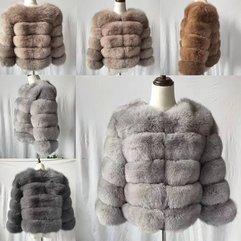 2020 Fashion Coat Short Real Fur Coat Kvinnor Naturliga pälsrockar Vinter Nio Kvartär Ärmar Varm Kläder Varm