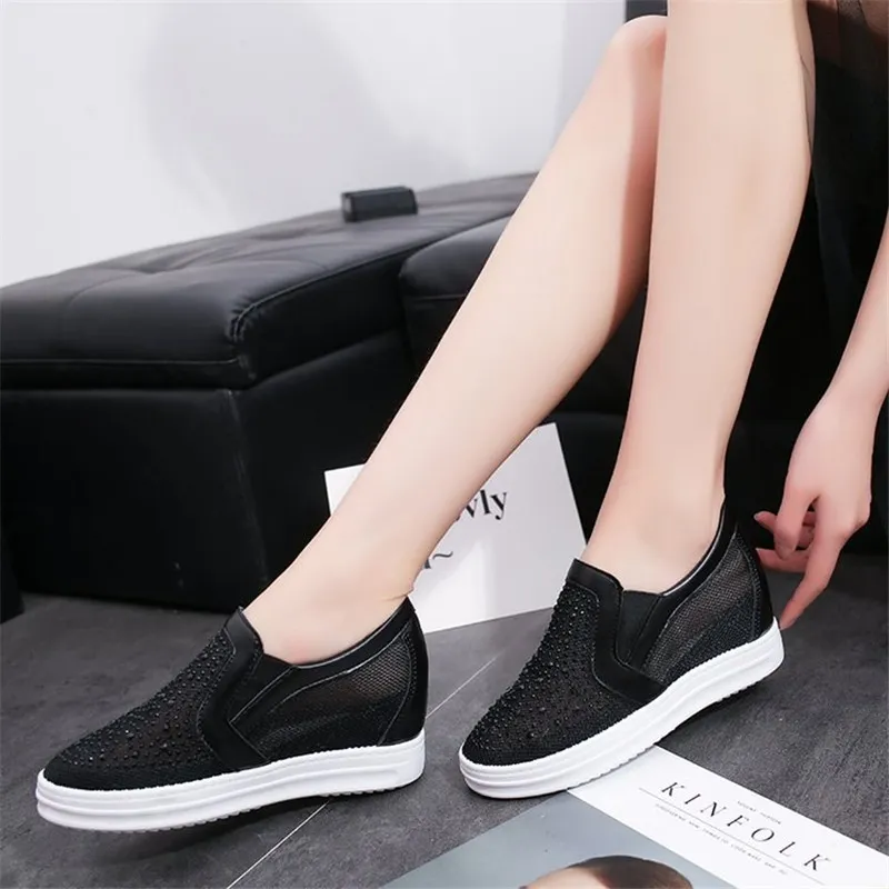 Hot Sale-Mesh White Wedge Sneaker High Platform Chaussures cachées 2019 Summer New Wild Casual Thick Sole