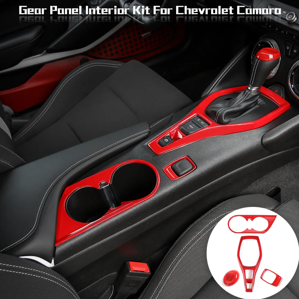 Panel de posición de engranaje rojo ABS, Kit interno de decoración para Chevrolet Camaro 2017, accesorios interiores de coche de alta calidad