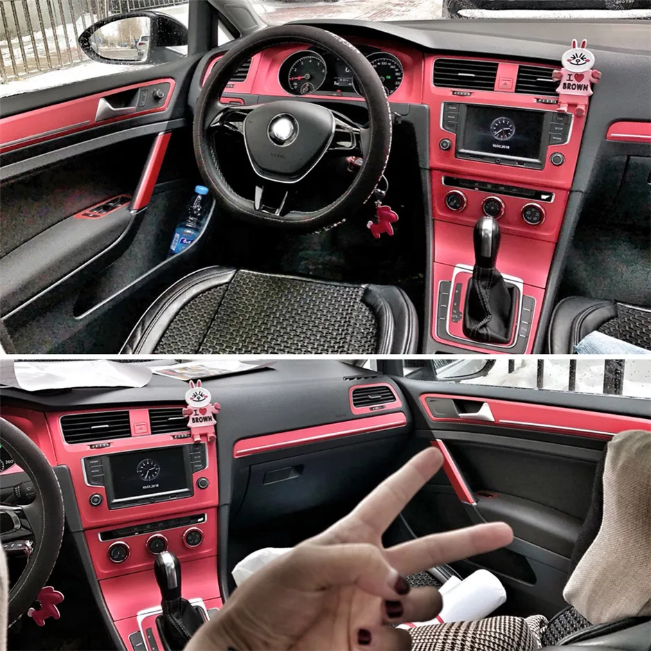 Interior Sport Red Fibra di carbonio Adesivi fibra di fibra di fibra di  fibra Decalcomanie Auto Car Styling per VW Volkswagen Golf 7 MK7 Accessori  GTI