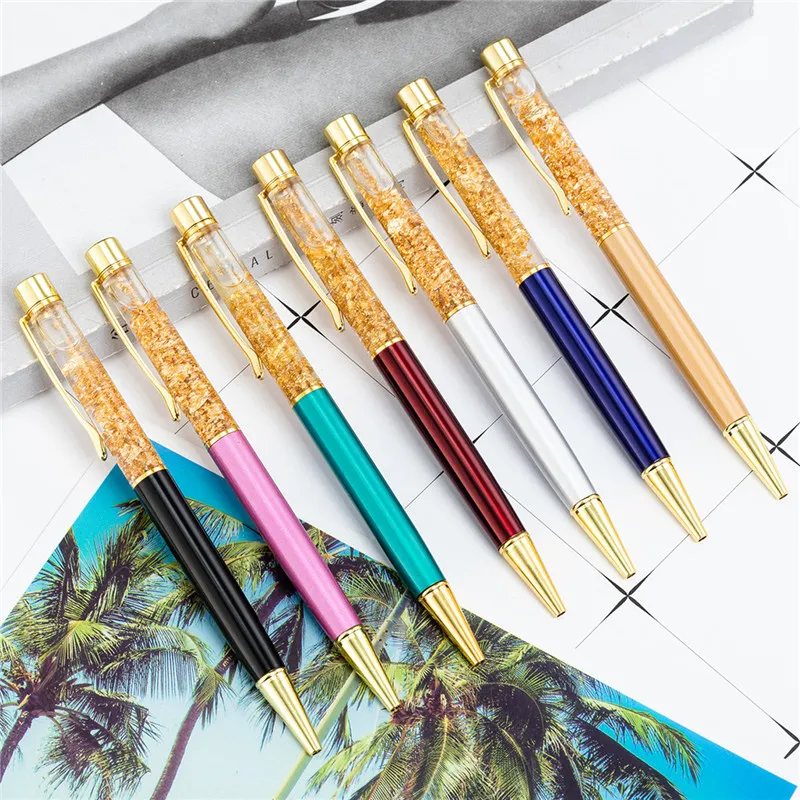 Creative Gold Foil Ballpoint Pens Flow Liquid Metal Signature Business Pen School Office Supplies Writing Pen