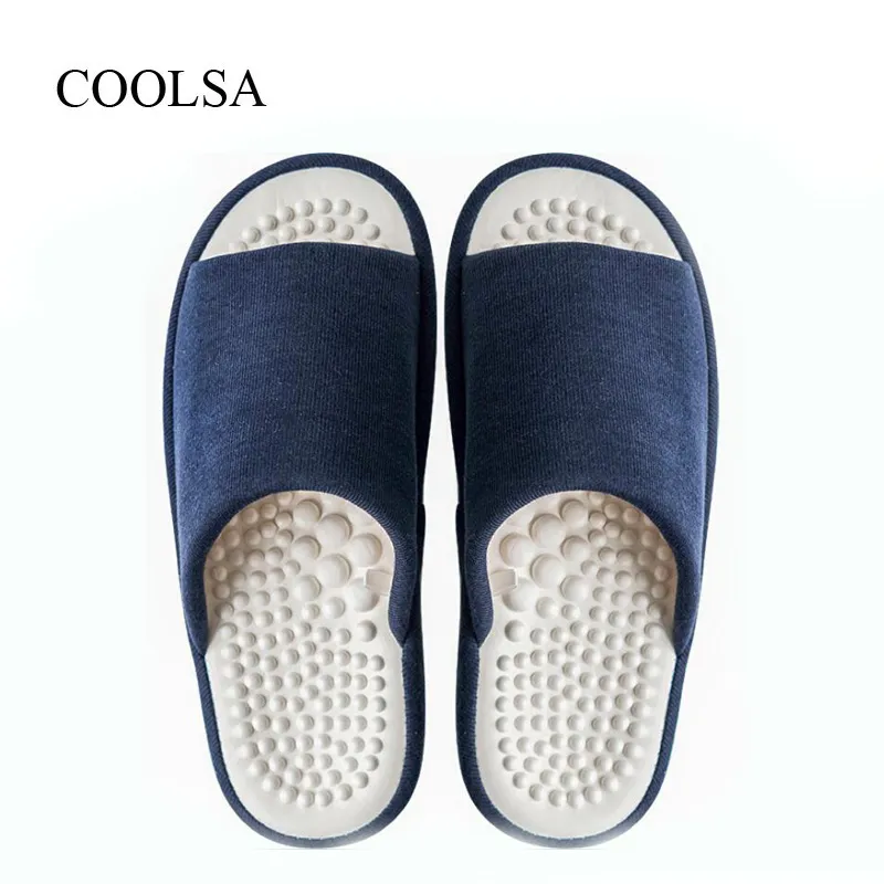 COOLSA Men's Summer Indoor Flat Solid Massage Slippers Men's Room Non-slip Home Slippers Drop Shipping Wholesale Slides