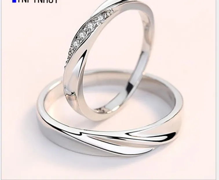 Anillos De Pareja Plateado: Anillos De Pares A Juego Con Diamantes