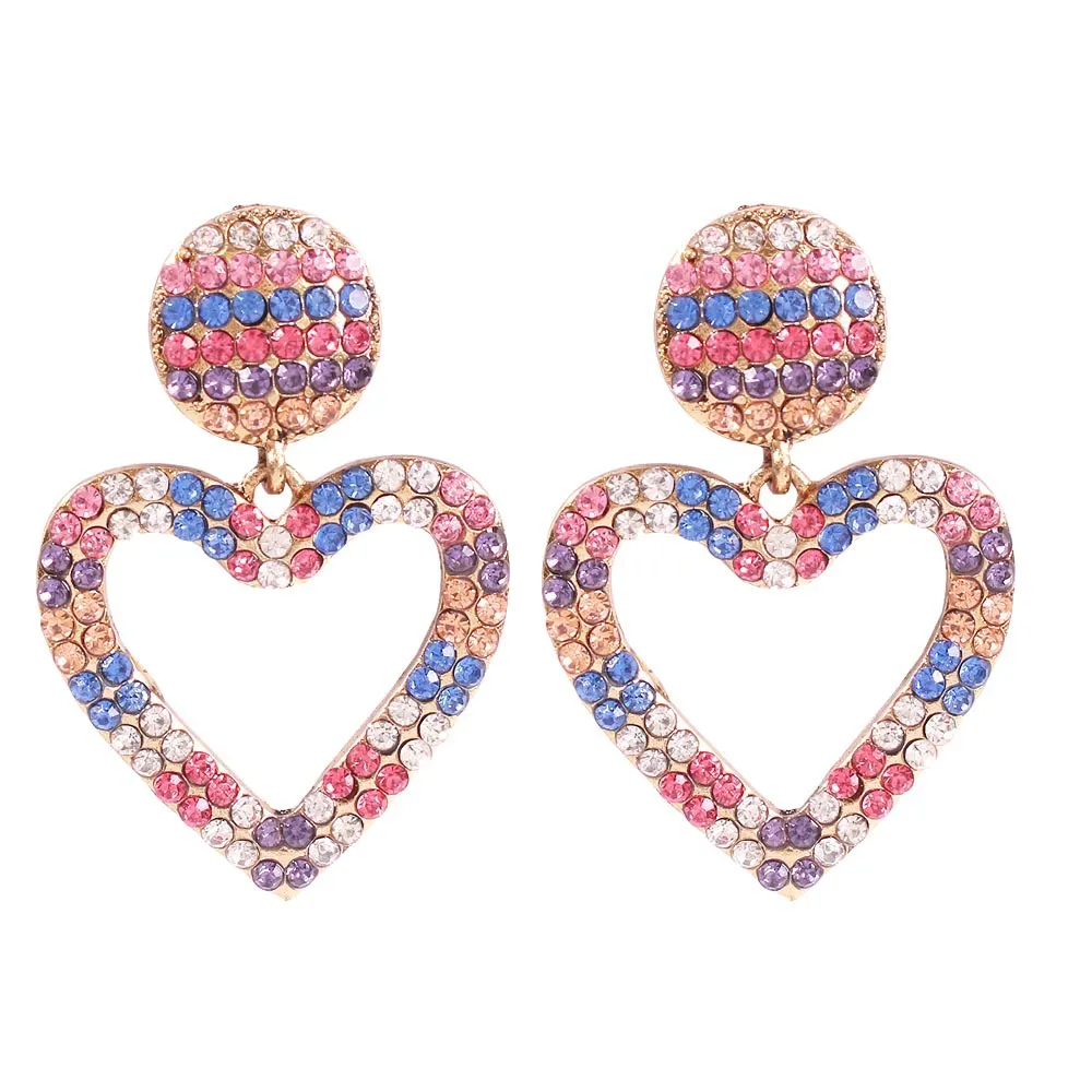 Gros-Nouveau designer de luxe de la mode à la mode exagéré belles boucles d'oreilles pendentif circulaire strass diamant coloré pour les femmes