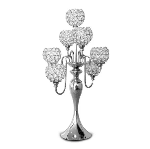 Alloy Candlestick 7 Arms Partihandel Candelrabras För Bröllop Centerpieces Dekoration Bröllop Prop Ljushållare Tabletop Ornament