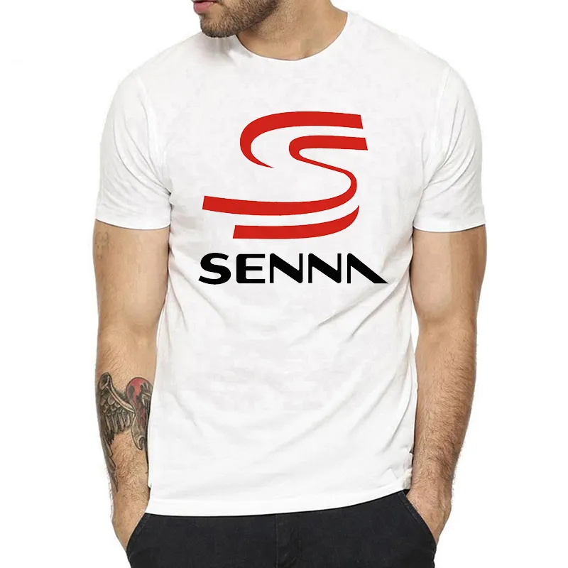 Ayrton Senna تي شيرت الرجال المتناثرة الشارع الشهير قصيرة الأكمام مضحك طباعة الرجال تي شيرت الصيف قمم القطن camisetas hombre