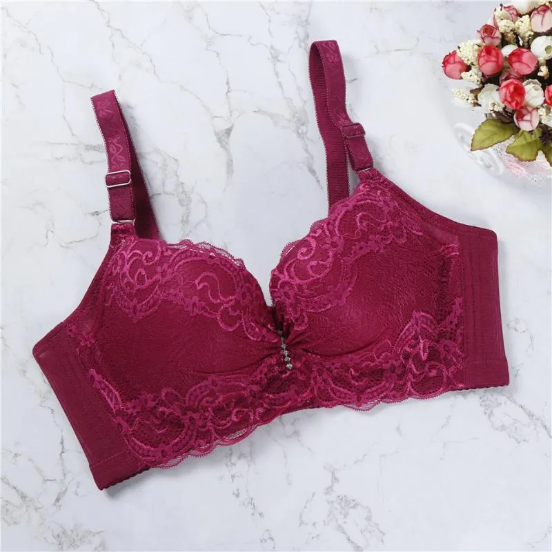 2020 lace bra push up bra CDE cup plus size women underwear wire brassiere skin black winered lingerie