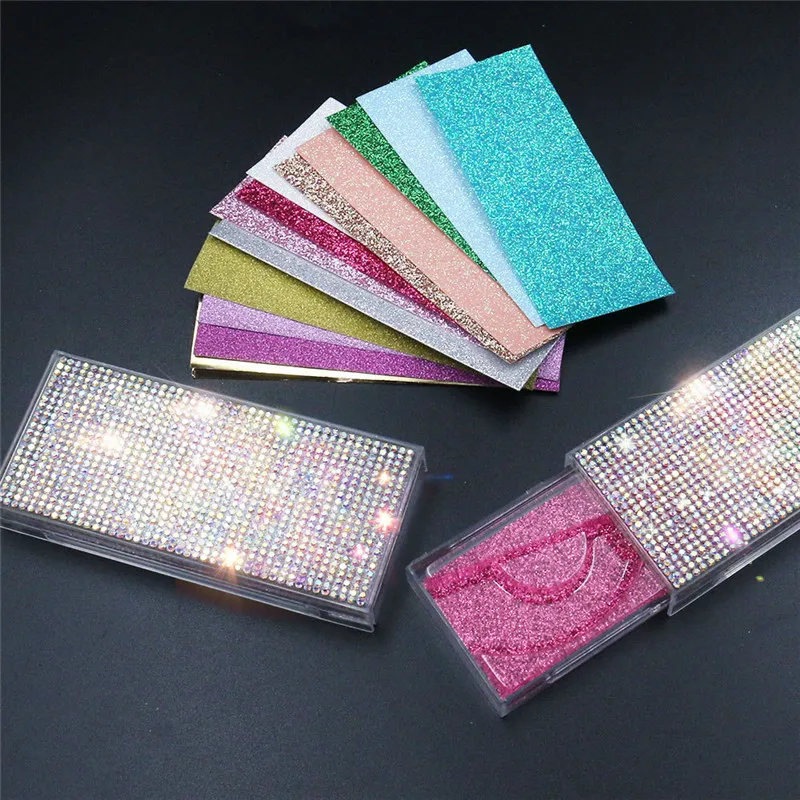 Ny rektangel med diamanter akryl falska ögonfransar Förpackningsbox Mink Lashes Boxes Faux Cils Transparent plastlåda med bricka
