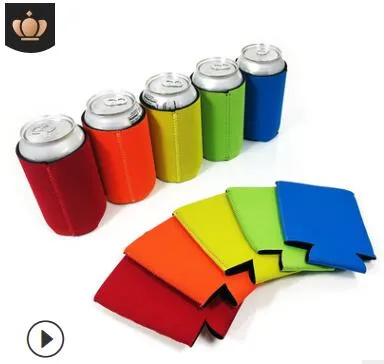 Veel kleuren Blanke Neopreen Opvouwbare Stubby Houders Bierkoeler Bags voor Wijnvoeding Blikken Cover