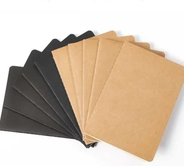 80 sidor Anteckningsböcker av Travel Journal Stationery Black Blank Notepad Kraft Paper Book för Retro Soft Pad Papers Notebook för studenter