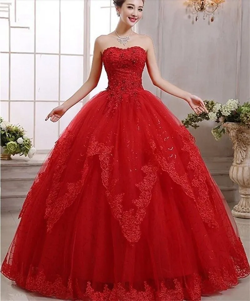 Piękne Red Quinceanera Suknie Zroszony Party Prom Formalne Floral Print Ball Suknie Vestidos DE 15 ANOS QC1475