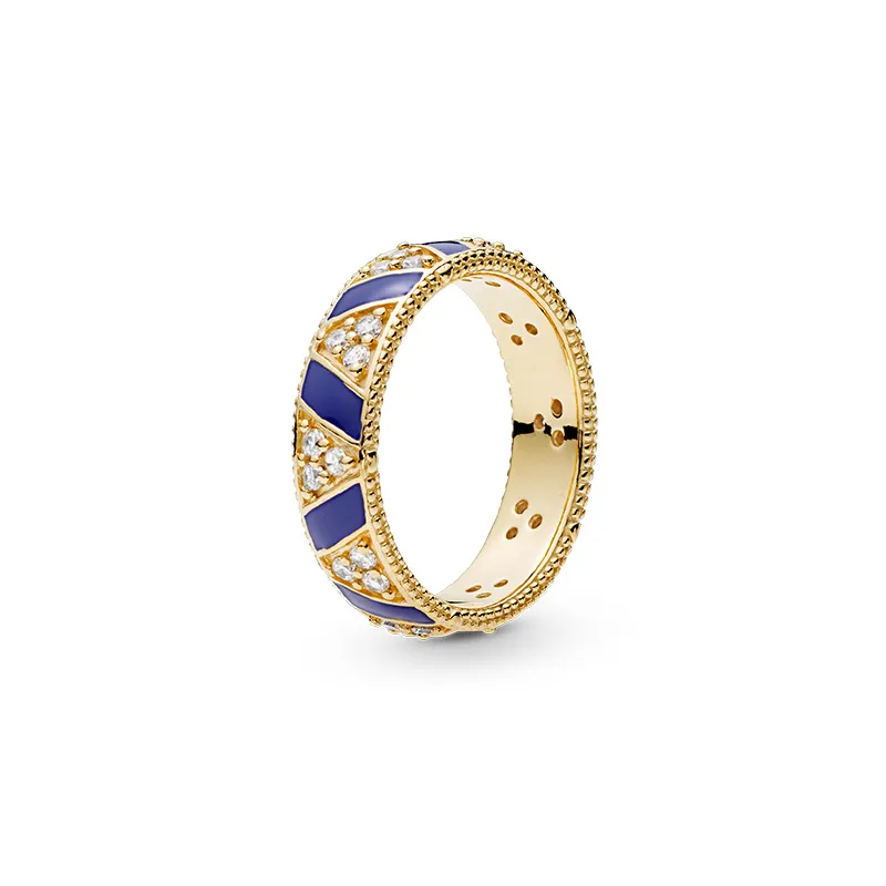 2019 NOUVELLE arrivée 18K Or Jaune Femmes Hommes BAGUE Boîte d'origine pour Pandora Exotic Stones Stripees Bague de luxe designer anneaux Set