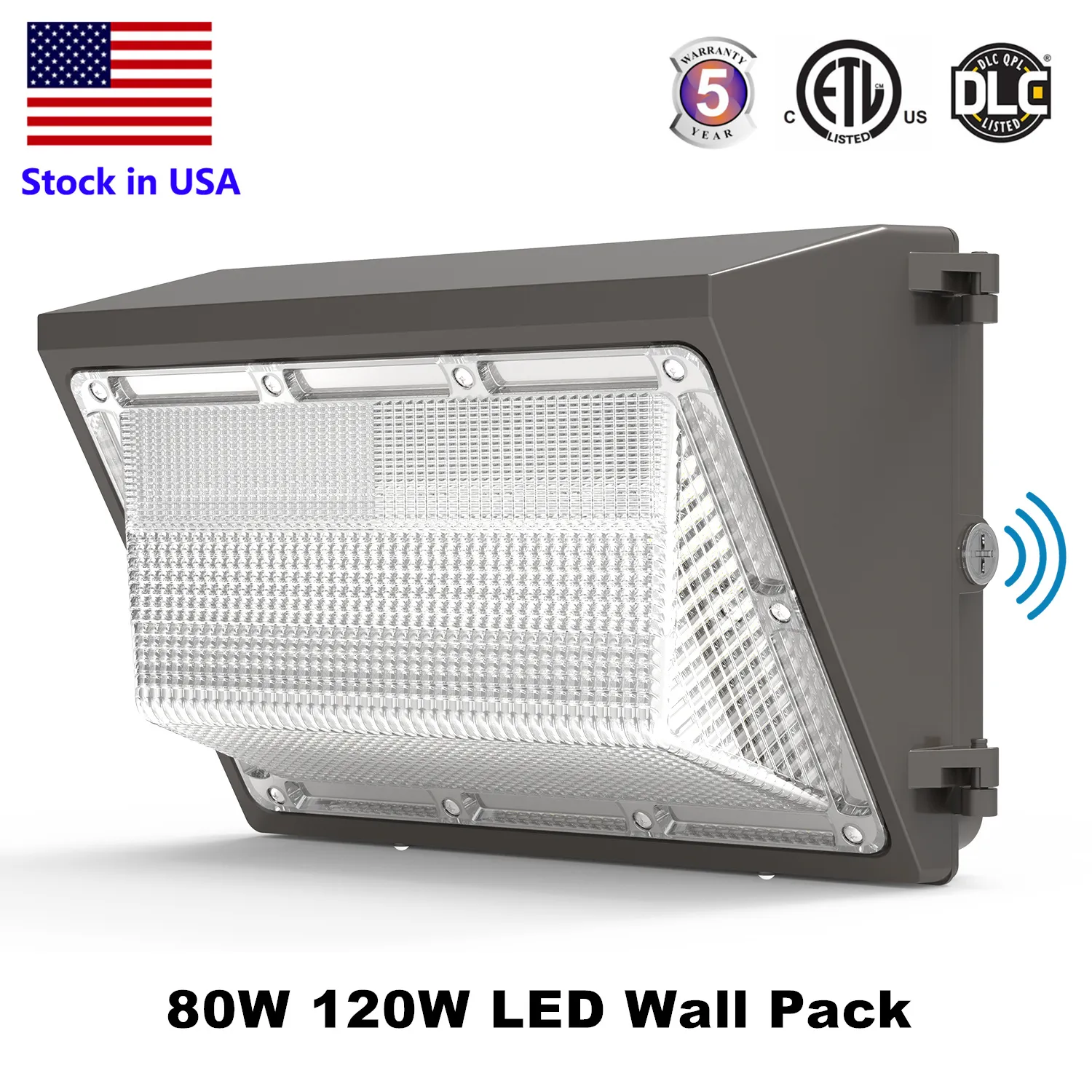 Outdoor LED WallPack Lamp 120W Dusk to Dawn Commercial Industrial Wall Fixture Lighting 5000K IP65