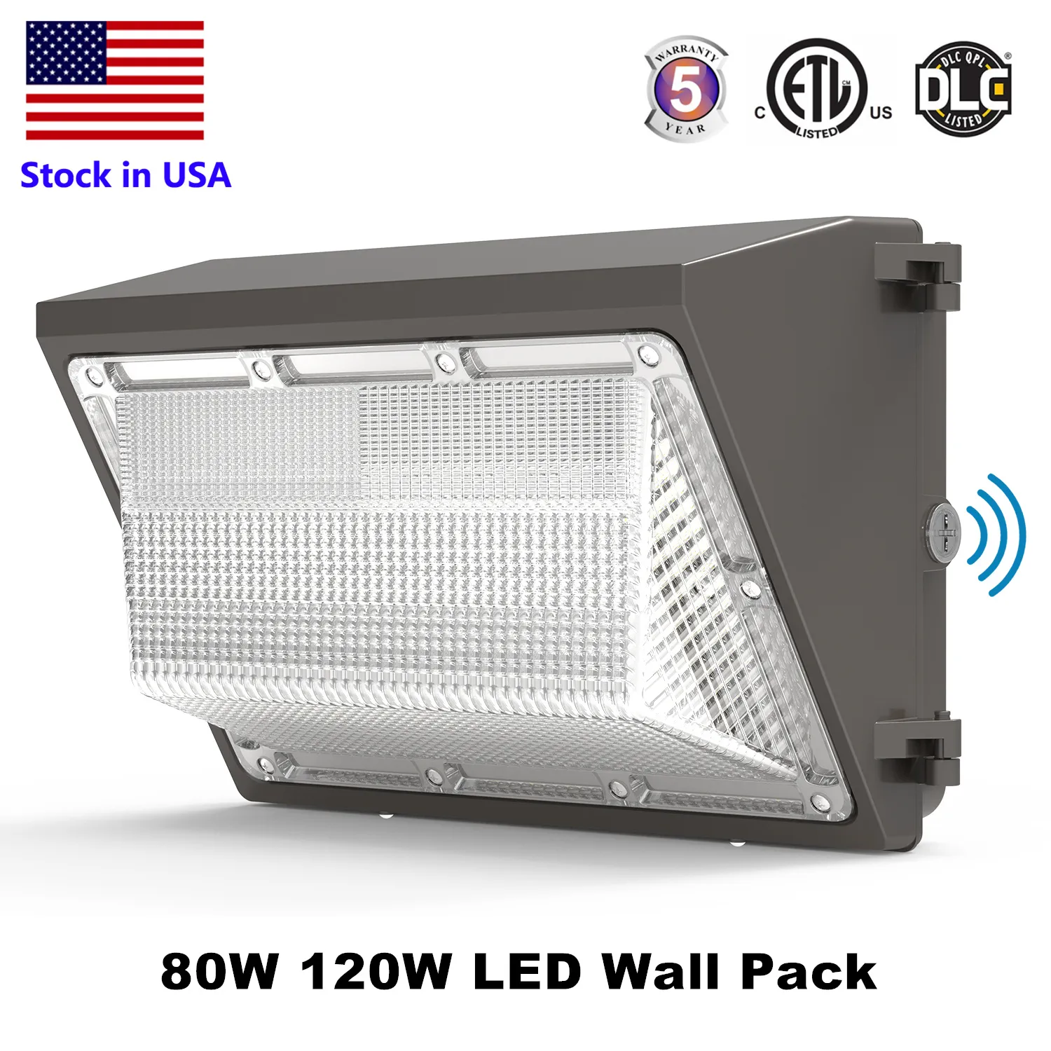 Lampe d'extérieur LED WallPack 120W Crépuscule à l'aube Luminaire mural industriel commercial Éclairage 5000K IP65