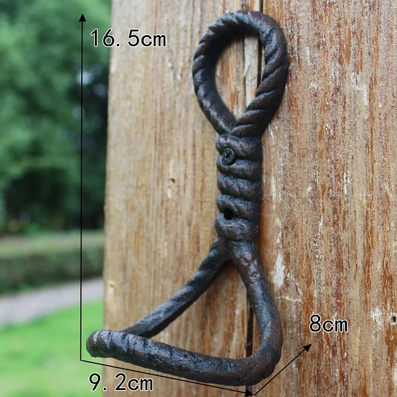 Cast Iron Rope Knot Wall Hook Creative Brown Antique Metal Coat