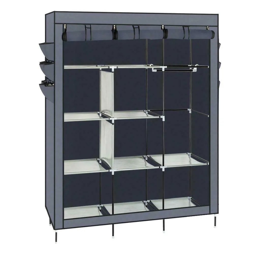 Heavy Duty Portable Closet Storage Organizer Wardrobe Clothes Rack Shelves Gray275m