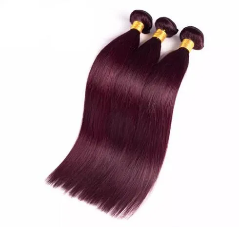 99j Burgundy Straight Hair Bundles Red Wine Color  display picture 1