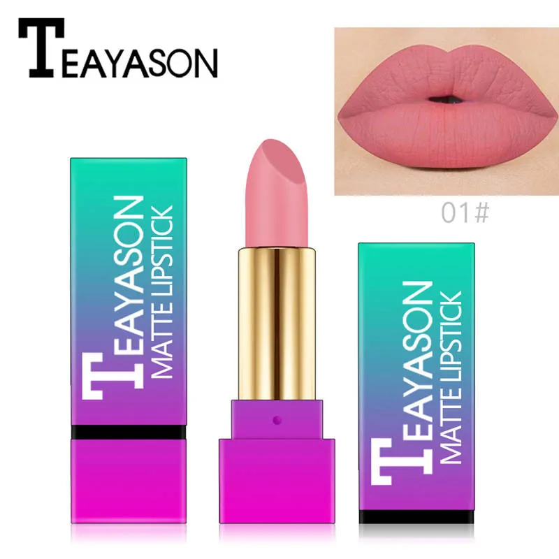 TEAYASON 12 colori Trucco Pigmenti impermeabili Rossetto rosso opaco Idratante sano Liscio setoso a lunga durata Velluto delicato Rossetto opaco