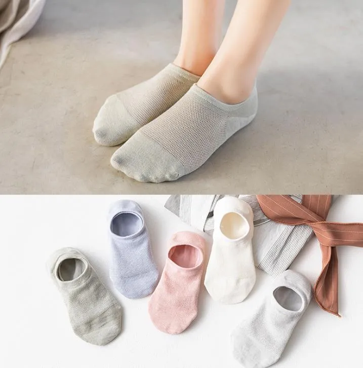 Non Slip Cotton Boat Line Ankle Sock Ballet Slippers For Women