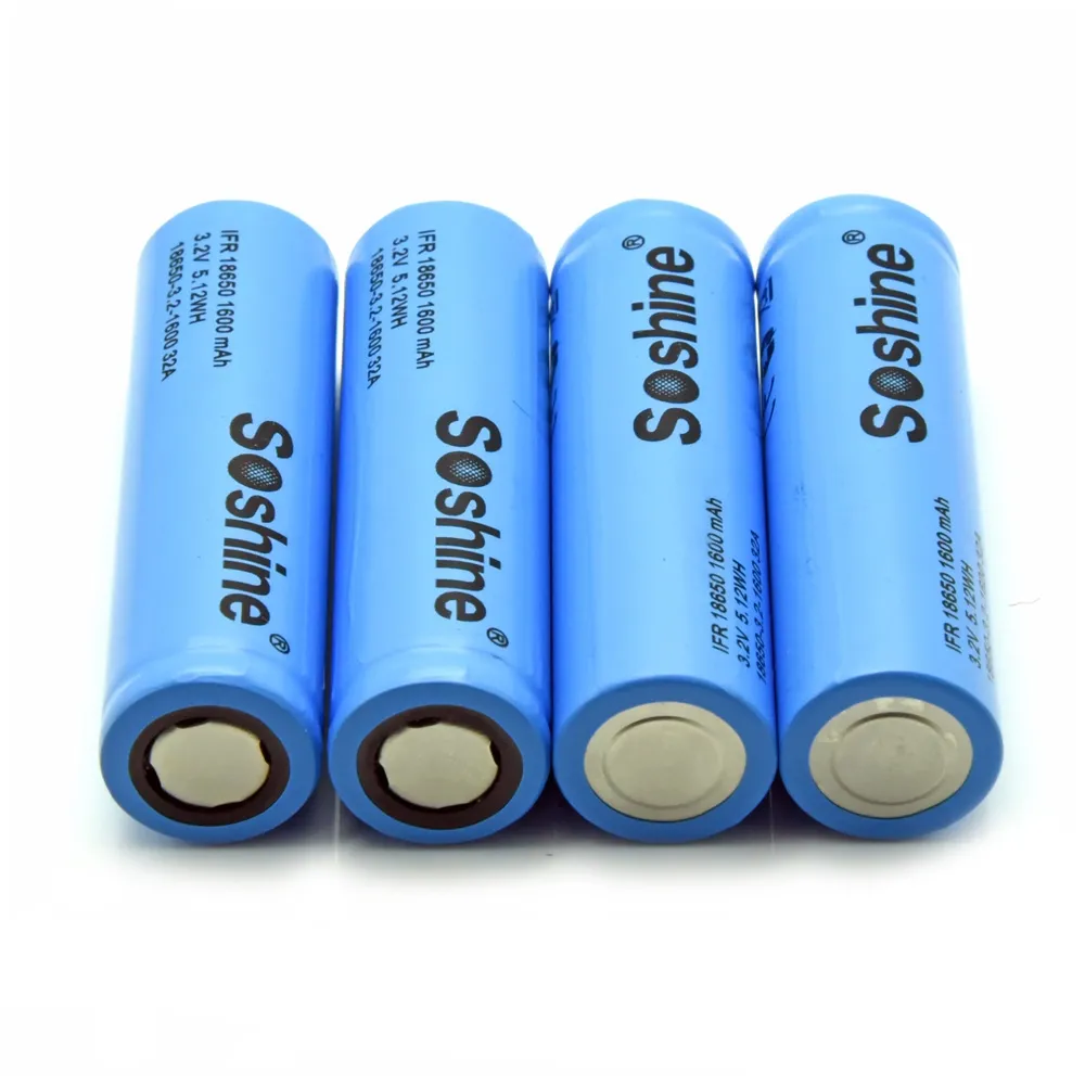 Soshine 18650 LiFePO4 Bateria 1600mAH 3.2 V 4 PCS