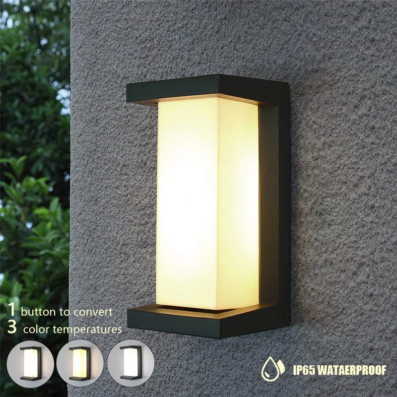 Outdoor Wall Porch Lights Led Wall Sconces IP65 Lighting Fixture 3-Speed Dimmable Wall Fixture Warm White Cold White Nature White