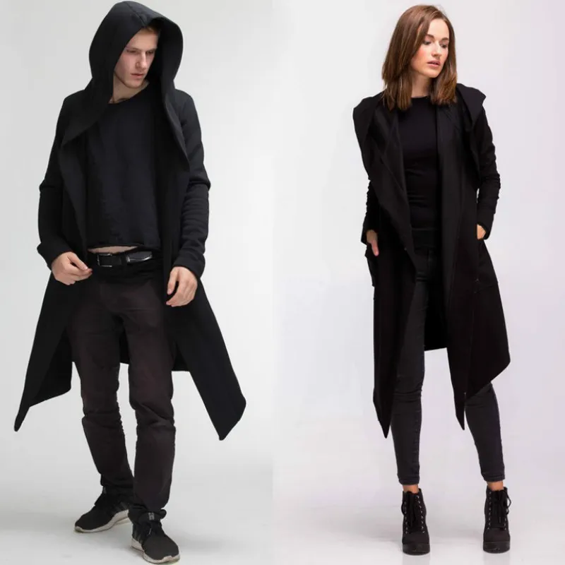 Damesjassen 2021 Mode Mannen Womens Cardigan Lange Jassen Lente Herfst Hooded Cloak Cape Oversize Uitloper Unisex Dunne