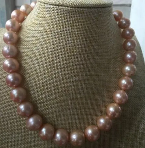 Livraison gratuite impressionnant 13-14kmm collier de perles en or rose 18 pouces 14k
