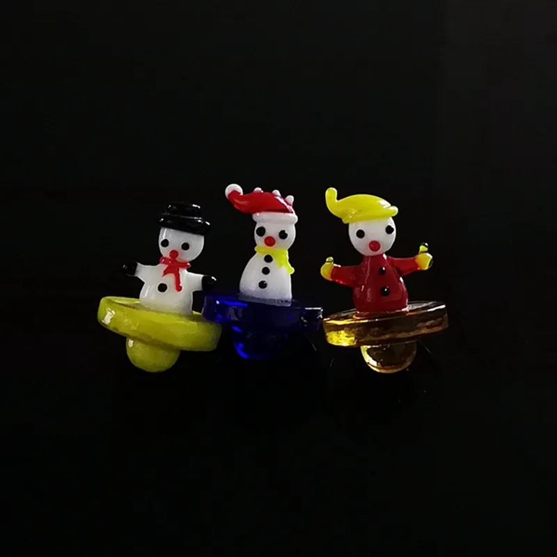 Mini Small Snowman Carb Cap Cartoon Glass Carb Caps Smoking Accessories for Quartz Banger Wax Dab Tool Wholesale DCC17