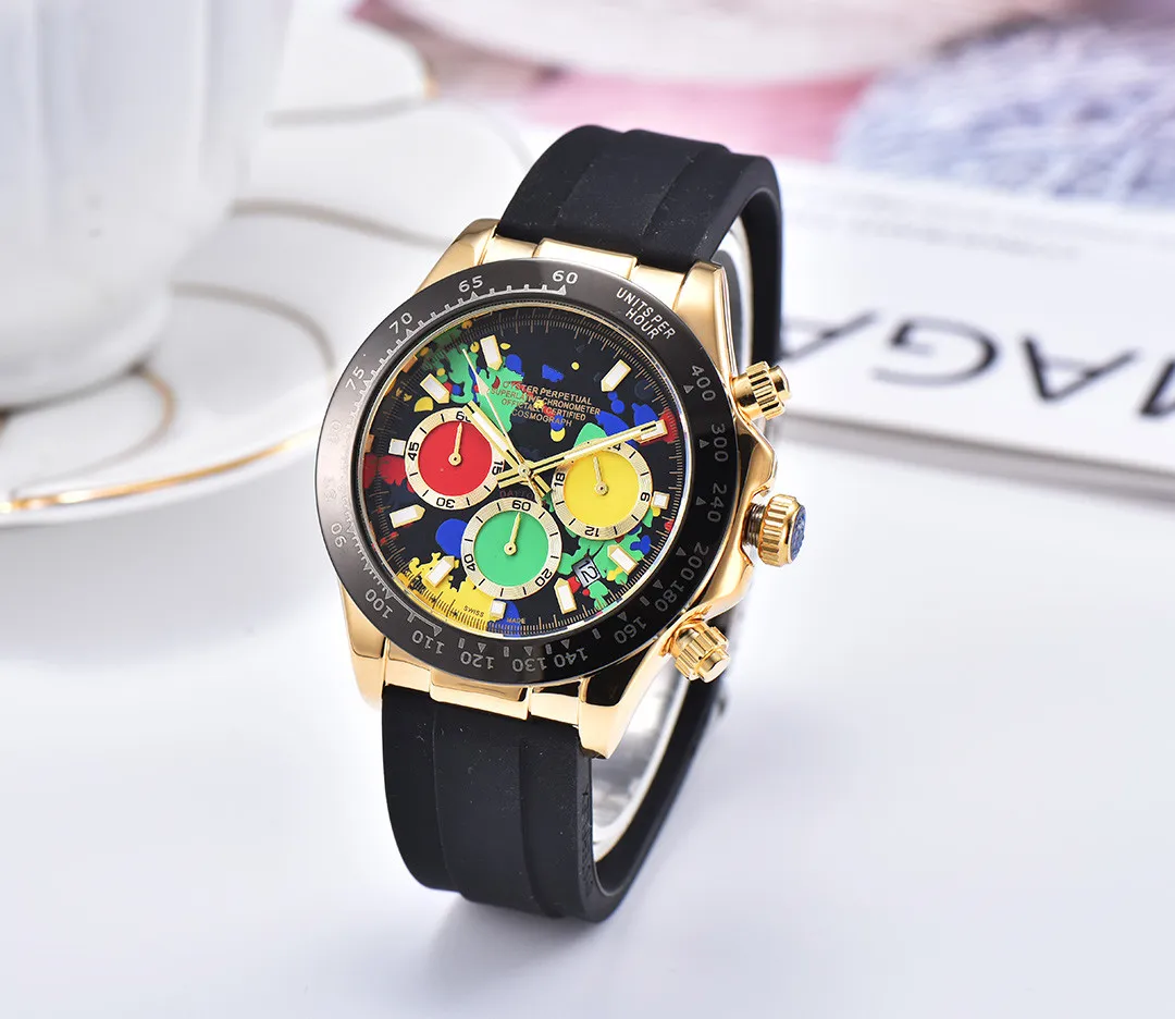 Wszystkie subdials pracują w czasie wolnym zegarki luksusowe męskie zegarki chłodne wodoodporne zegarek Stopwatch Watch Watch Relogies dla mężczyzn REL259F