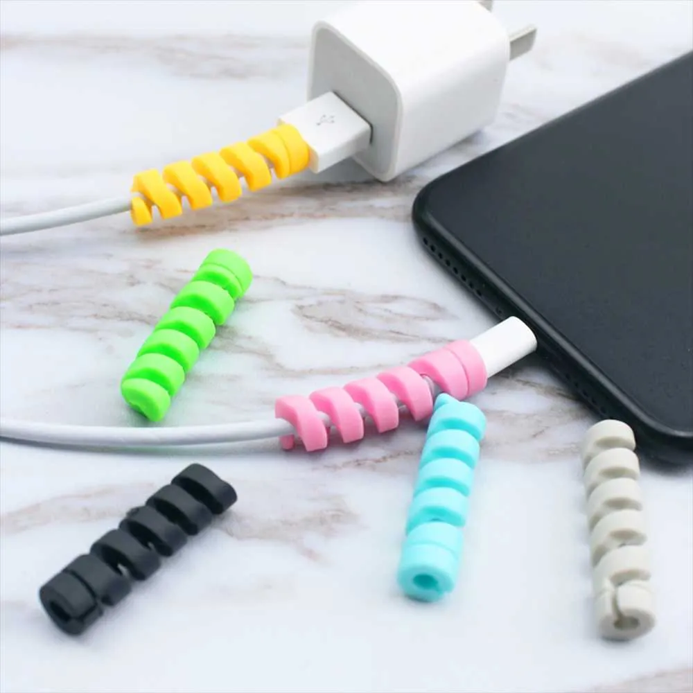 10 Uds. Protector de Cable en espiral, juego de escritorio, organizador de Cable de auriculares, soporte de línea de datos, bobinadora, envoltura de Cable, accesorios de escritorio, papelería