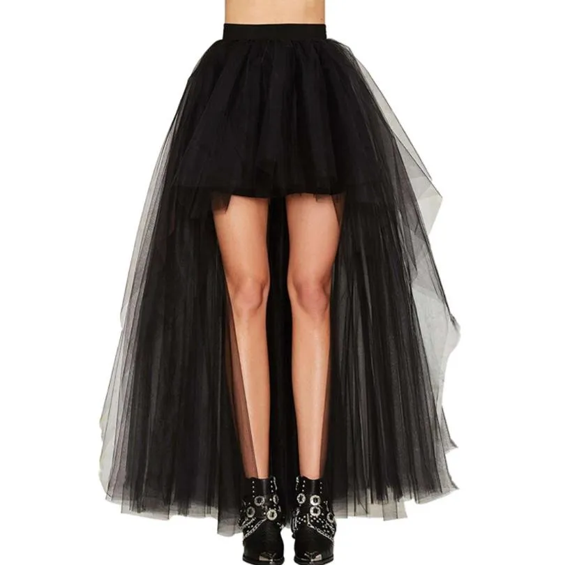 ブラックハイローホームカミングドレスハーフボディスカートプラスサイズ3層メッシュショートカクテルドレス新しいスタイルセクシーな女性のスカートカスタムメイド