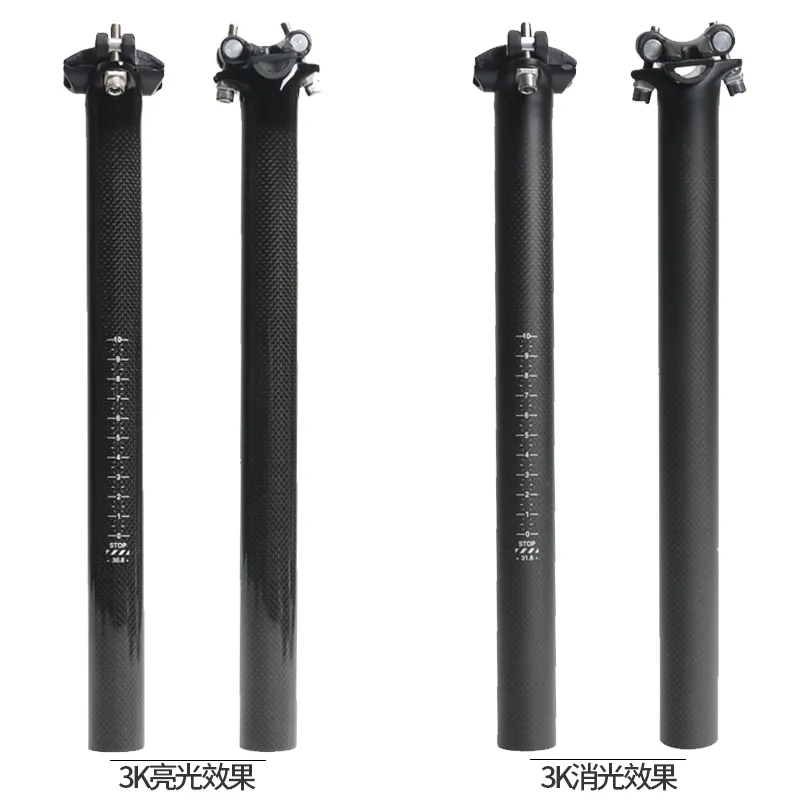 TOSEEK 3K ماتي كامل من ألياف الكربون دراجة Seatpost Superlight MTB دراجة الطريق للدراجات مقعد آخر أجزاء 27.2 / 30.8 / 31.6 س 350/400 MM