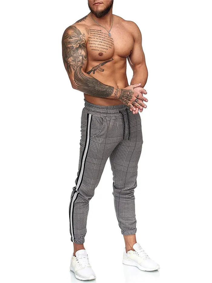 Houndstooth print sales drawstring jogger pants