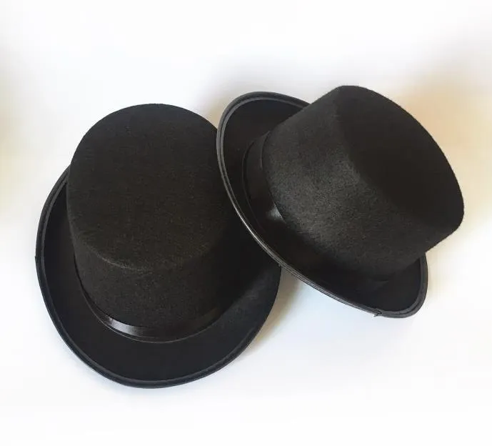 Chapéus mágicos engraçados de cetim preto de feltro para crianças cartola fantasias de festa boné Lincoln para crianças cavalheiro