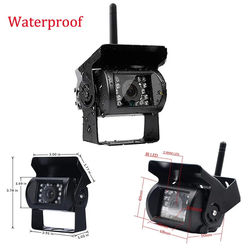 Monitor de visión trasera inalámbrico HD TFT LCD de 7 pulgadas, cámara de respaldo, sistema de estacionamiento con cargador de coche para camión, RV, remolque, autobús, cosechadora