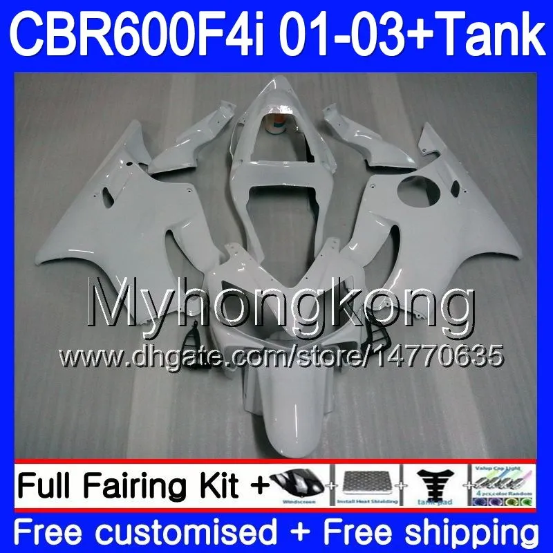 Kropp + Tank för Honda CBR 600 F4I Pearl White Alla CBR 600F4I CBR600FS 600 FS 286HM.25 CBR600F4I 01 02 03 CBR600 F4I 2001 2002 2003 Fairings